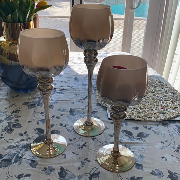 Other - Three pieces of glass candle holders